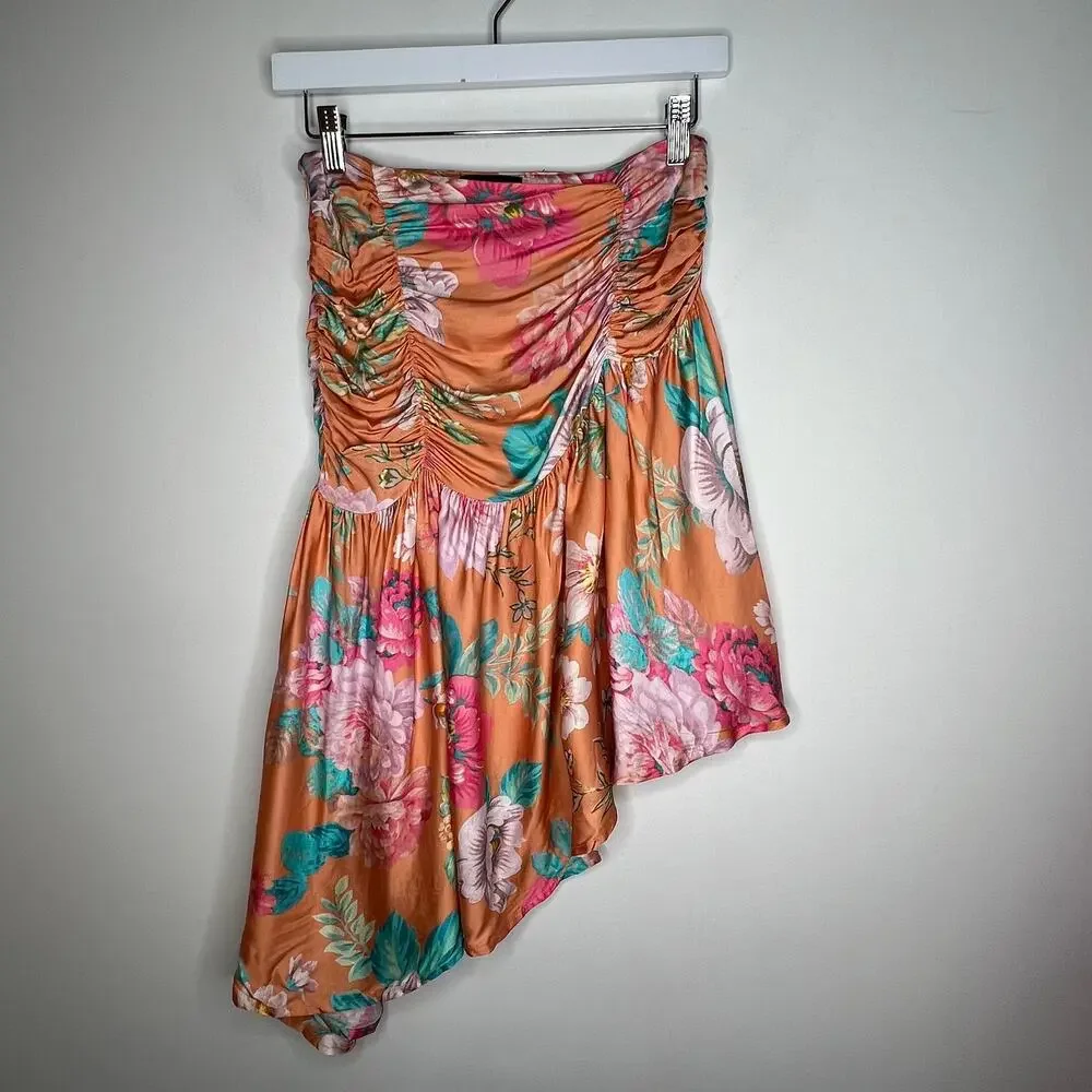 Majorelle Angeles Orange Passionfruit Floral Mini Skirt Cropped Top Set Small
